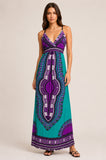 Printed Lace Back Maxi Dress