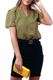 Abstract Print V Neck Blouse