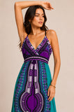 Printed Lace Back Maxi Dress