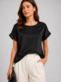 Satin Sequin Sleeve Top