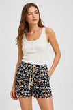 Floral Print Drawstring Shorts
