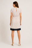Ditsy Floral Contrast Collar Wrap Detail Dress