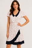 Ditsy Floral Contrast Collar Wrap Detail Dress