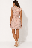 Confetti Print Frill Sleeve Mini Dress