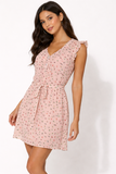 Confetti Print Frill Sleeve Mini Dress