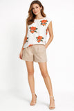 Floral Print Sleeveless Blouse With Keyhole Back