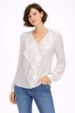 Ruffle Front V-Neck Blouse