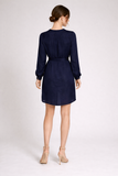Sheer Button Detail Tie Waist Mini Dress