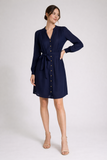 Sheer Button Detail Tie Waist Mini Dress