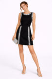 Sleeveless Mini Dress with Silver Sequin Panel Detail