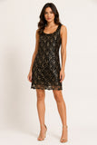 Black Art Deco Sequin Shift Dress