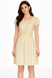 Stripe Short Sleeve Fit & Flare Dress