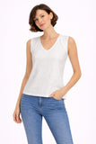 Textured Sleeveless V-Neck Top