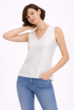 Textured Sleeveless V-Neck Top