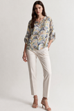Leaf Print 3/4 Sleeve Blouse