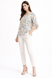Leaf Print 3/4 Sleeve Blouse