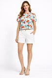 Floral Print Cropped Short Sleeve Top