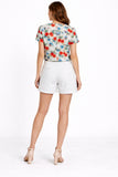 Floral Print Cropped Short Sleeve Top