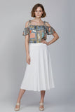 Printed Cold Shoulder Tie-Strap Top
