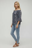 Paisley Print Off-Shoulder Bardot Top