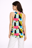 Multi Colour Abstract Print Sleeveless Top