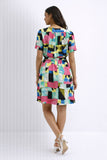 Abstract Print Faux Wrap Tie Dress