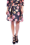 Floral Print Pleated Knee Length Skirt