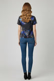 Floral Print Short Sleeve Satin Top