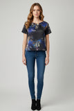Floral Print Short Sleeve Satin Top