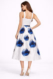 Floral Print Sheen Midi Skirt