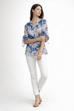 Abstract Print Tie-Sleeve Blouse