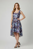 Abstract Print Hi-Low Midi Dress