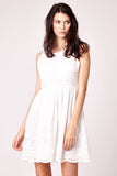 Fresh White Embroidered Fully Lined Skirt Dress