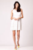 Fresh White Embroidered Fully Lined Skirt Dress