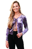 Crushed Velvet Floral Tie-Front Top