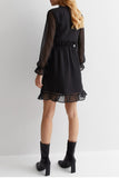 Black Spot Tie Neck Mini Dress