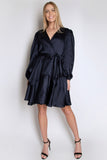 Full Sleeve Satin Dress with Ruffle Details