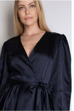 Full Sleeve Satin Dress with Ruffle Details