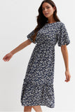 Floral Print Tiered Midi Dress