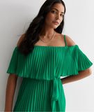 Pleated Bardot Midaxi Dress