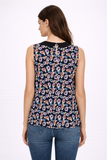 Floral Print Sleeveless Top with Peter Pan Collar