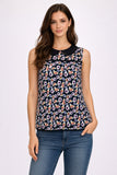 Floral Print Sleeveless Top with Peter Pan Collar