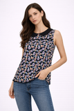 Floral Print Sleeveless Top with Peter Pan Collar