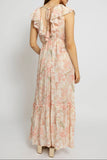 Romantic Floral Ruffle Maxi Dress