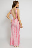 Textured Pink Maxi Dress with Ruffled Scoop Back