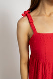 Breezy Red Tiered Sundress With Tie Straps