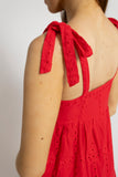Breezy Red Tiered Sundress With Tie Straps