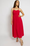 Tie-Back Midi Dress with Ruched Bust