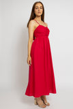 Tie-Back Midi Dress with Ruched Bust