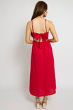 Tie-Back Midi Dress with Ruched Bust